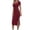Wine, variant on Women's Bodycon Midi Dress, Square Neck Short Sleeve Side Slit Ribbed Knit Dress, Curve-Hugging Stretchy Fit for Daily Office Work Evening Party, Solid Color Spring Fall Outfits