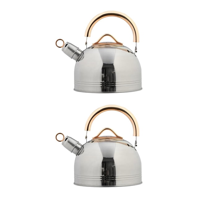 Matsuzay Cocinas con silbato automático de acero, olla con silbido de 3L, hervidor de agua inoxidable para café, té, amplia aplicación para Tipo 1 3L 2Conjunto