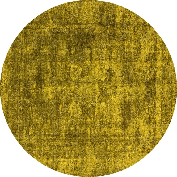 Ahgly Company Indoor Round Oriental Yellow Industrial Area Rugs, 5' Round