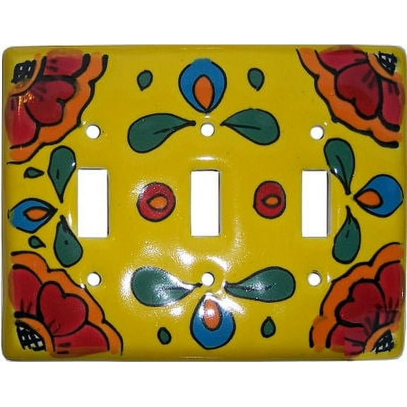 Canary Talavera Triple Toggle Switch Plate