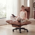 thumbnail image 3 of Genpo Criss Cross Desk Chair, Cross Legged Office Chair with Wheels, Brown Leather Big and Tall Reclining Office Chair 500lbs with Foot Rest, Reversible Armrests & Wide Seat, 3 of 11