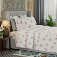 thumbnail image 4 of Color Sense 4-Piece Brushed Percale Cotton Blend Bedsheet Set, Cool & Crisp, Breathable, Wrinkle Resistant, Full, Pink Floral, 4 of 10