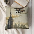 thumbnail image 3 of YINGXI Vintage Throw Pillow Cushion Cover, Cartoon Style in Modern City Clouds and High Rise Buildings, Decorative Square Accent Pillow Case, Tan White 22x22in, 3 of 5