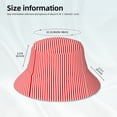 thumbnail image 3 of Red White Vertical Stripe Pattern Bucket Hat Stripe Beach Fisherman Hats For Women Men Reversible Double-Side-Wear With Reflective, 3 of 7