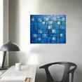 thumbnail image 3 of JEUXUS  Thick Textured Abstract Squares Canvas Wall Art Painted Artwork Modern Dark Blue add Silver Painting for Home Decor Framed Ready to Hang, 3 of 4