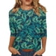 thumbnail image 1 of Camisas de manga 3/4 para mujer SCZ camisetas gráficas estampadas blusas casuales tallas grandes verde XL, 1 of 5
