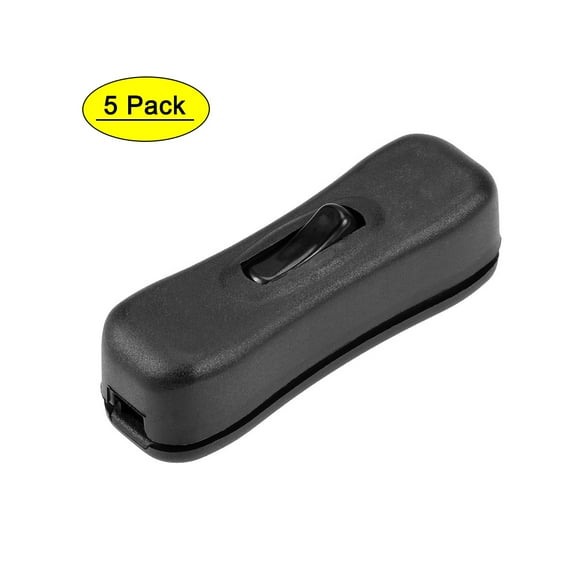 Interruptor de cable en línea Uxcell AC 250V 2A SPST para lámpara de mesa de dormitorio, luz de escritorio, negro, paquete de 5