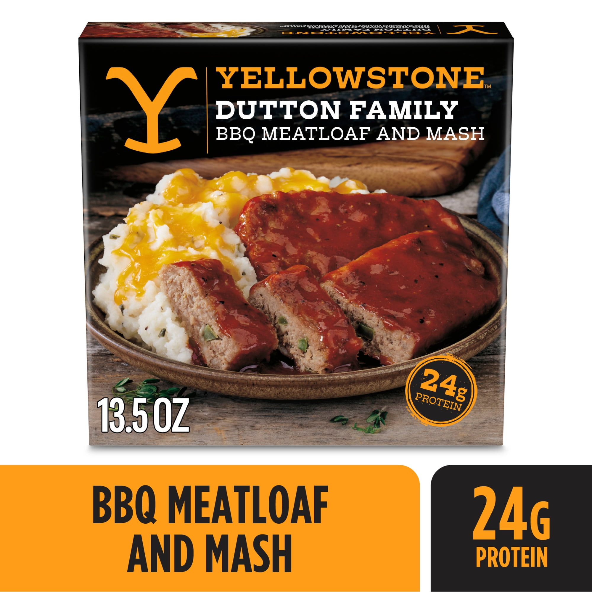 Yellowstone BBQ Meatloaf and Mashed Potatoes Frozen Meals for One, Protein Dinner, 13.5 oz (Frozen)