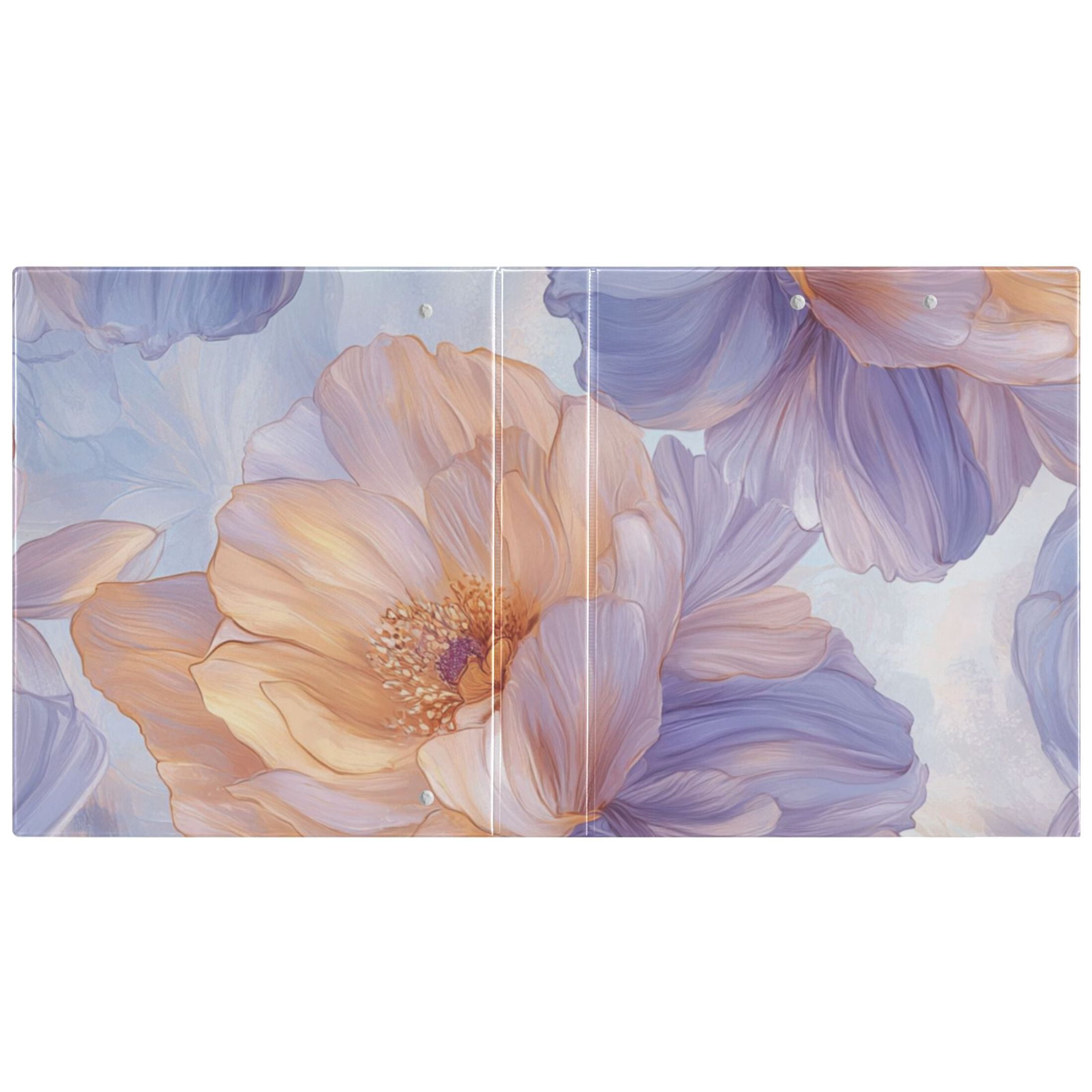 Purple and Orange Flowers 3 Ring Binders 1.5 inch Hardcover File Folders with Interior Pockets A4 Size Organizer for School Office Hospital