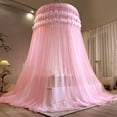 thumbnail image 4 of Dosel de Cama Soñador Kertnic para Niñas, Cortinas de Dos Capas de Tul Transparente, Mosquitero Decorativo para Cama Queen y King (Doble Capa-Rosa Durazno), 4 of 8