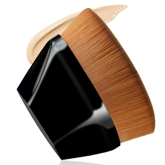 Black Foundation Makeup Brush Flat Top Kabuki Hexagon Face Blush Liquid Powder Foundation Brush for Blending Liquid, Cream or Flawless Powder Cosmetics with Bonus Protective Case (black)