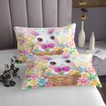 thumbnail image 3 of Kawaii Rabbit Girls Coverlet Kids Groovy Flowers Printed Twin Quilt Set,Colourful Geometric Lattice Grid Bedspread Set,Rustic Country Animals Bed Set Cartoon Farmhouse Quilt Cover, 3 of 5