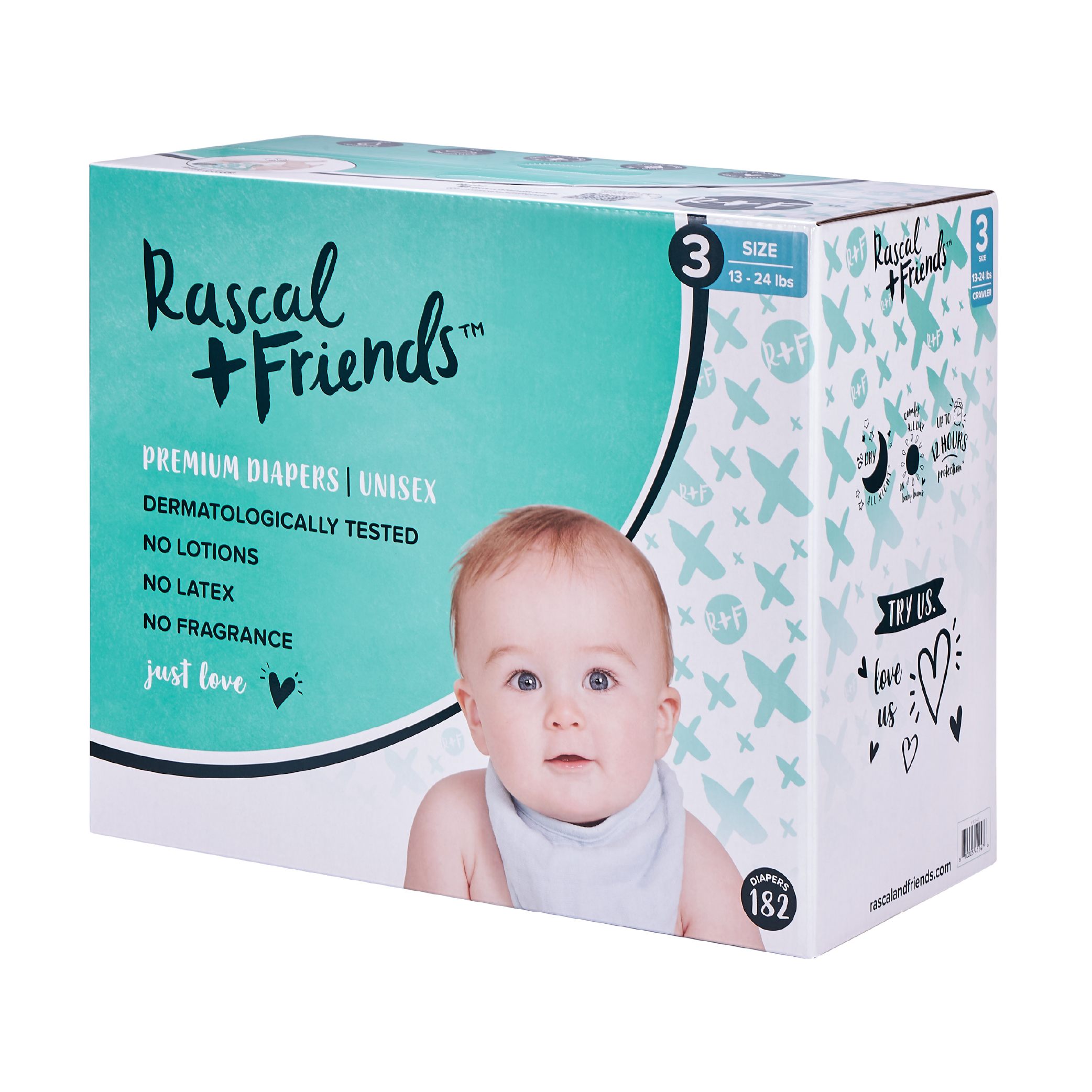 Rascal + Friends Premium Diapers Size 3, 182 Count (Select for More Options) - image 2 of 11