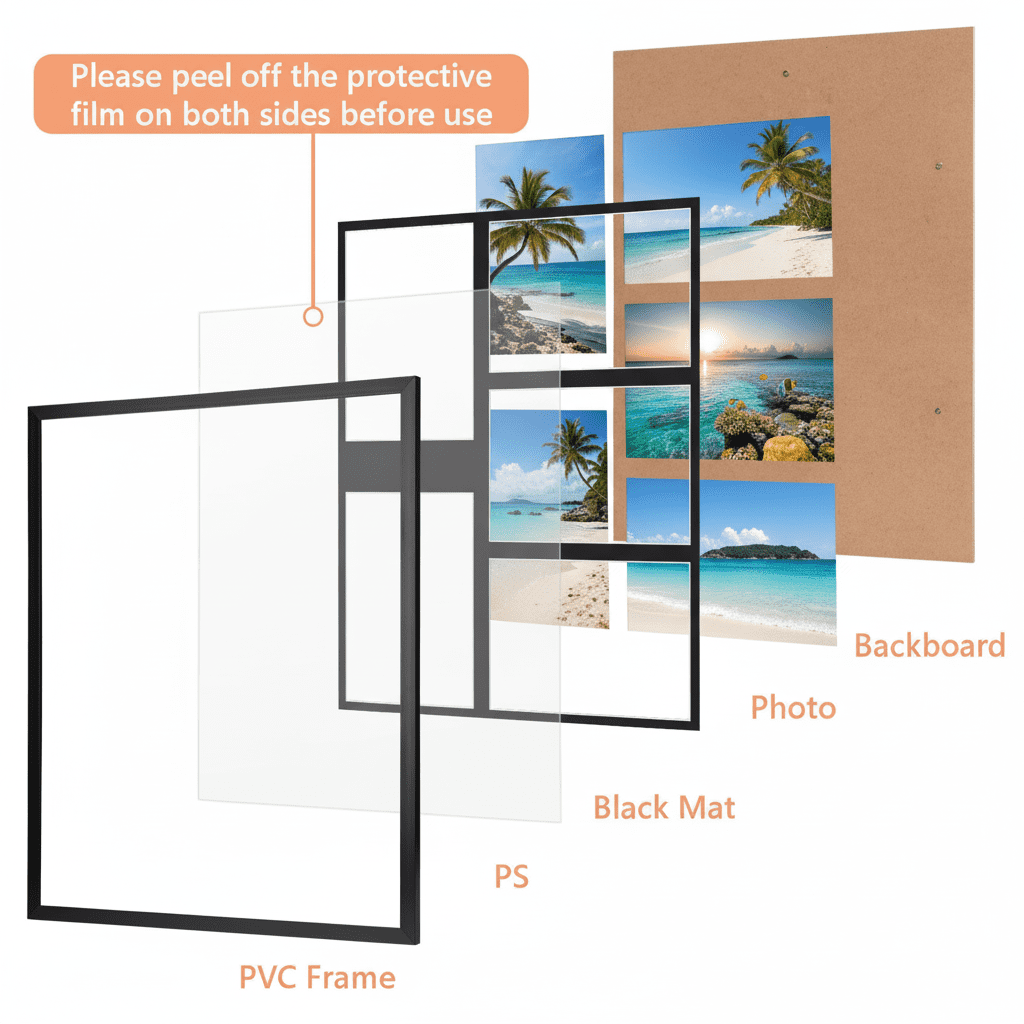 4 Pack 5 Opening 5x7 Collage Picture Frame, Black Photo Frame for Wall Mounted
