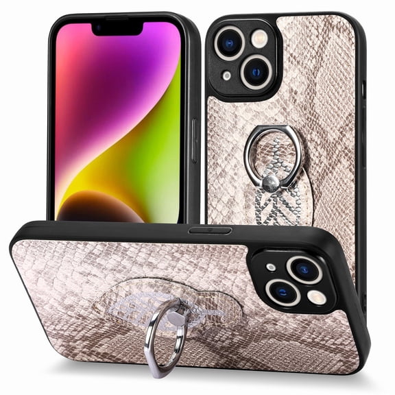 SaniMore Case for iPhone 14 Pro Max 6.7" 2022, Python Pattern Skin Lens All-inclusive 360 Degree Ratating Kickstand Anti-scratch Slim Lightweight Wireless Charging Fashion Luxury Shell, Gray