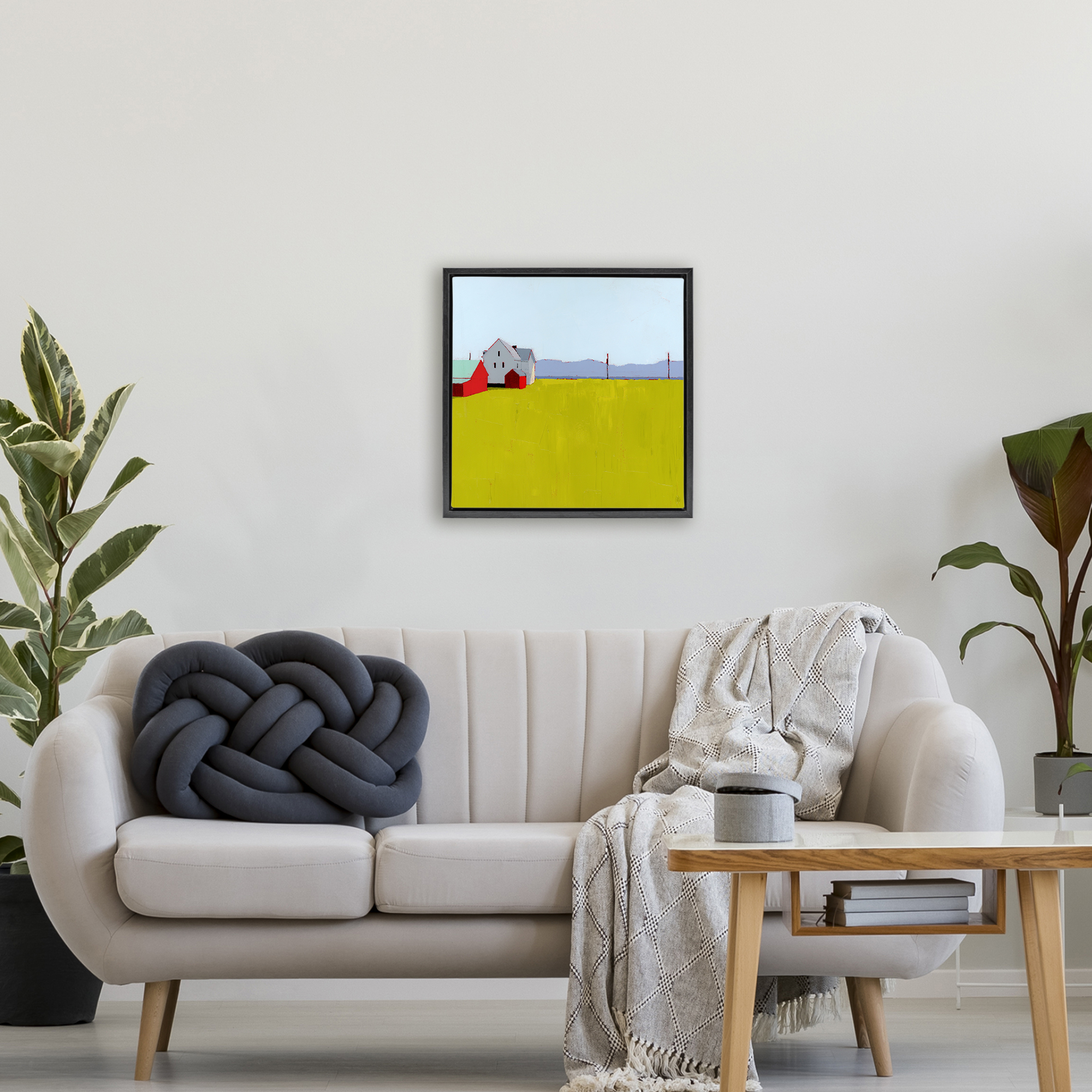 Farmhouse & Shed Landscape Black Framed Floater Canvas Wall Art, design by Ruth LaGue
