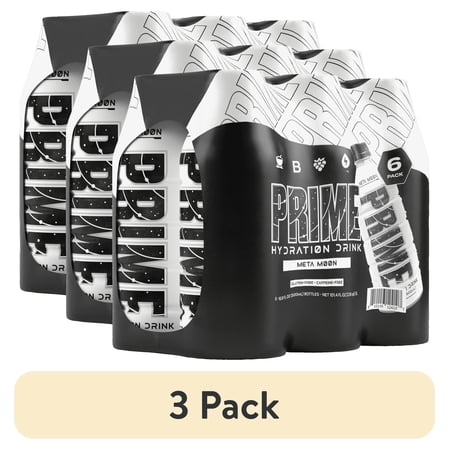 (3 pack) Prime Hydration Sports Drink, Meta Moon, 16.9 fl oz, 6 Pack, Bottles