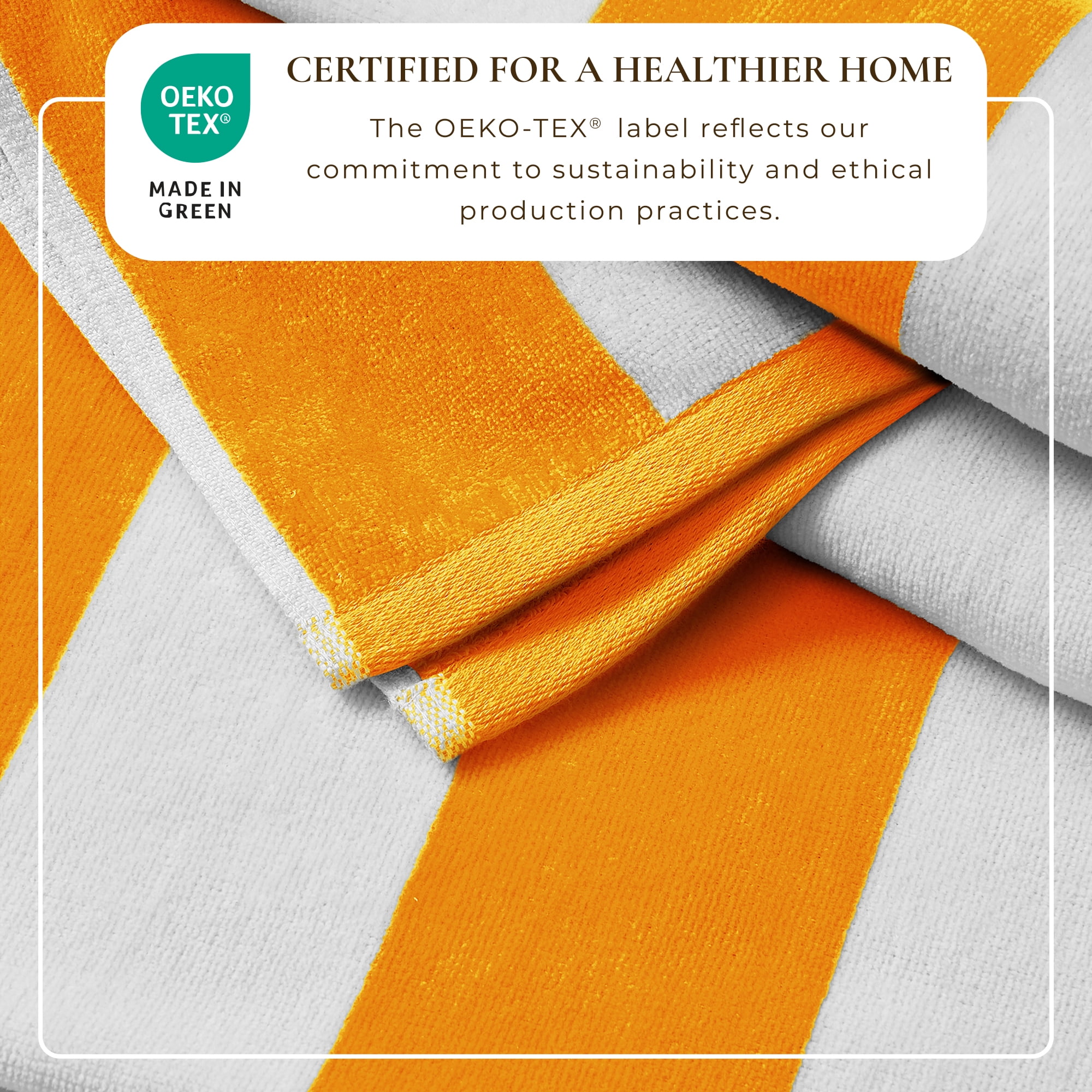 100% Cotton Cabana Striped Oversized Beach & Pool Towels (35" x 70", Orange)