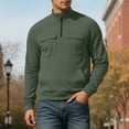 thumbnail image 2 of Mens Sweatshirts Solid Color Retro Loose Sports Half Zipper Stand Collar Long Sleeve Tops with Pockets Pullover Casual Daily Wear Sweatshirt for Men Army Green XXXL, 2 of 4