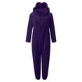thumbnail image 7 of Women's Winter Plush Hooded Jumpsuit Home Clothes Pajamas Long Sleeves, Soft and Warm, Perfect for Loungewear and Cold Weather Indoors,Purple,2XL, 7 of 7