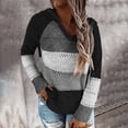 thumbnail image 2 of YWDJ Womens Tops Dressy Stripes Print with Cowl Neck Long Sleeve Black XXL, 2 of 5