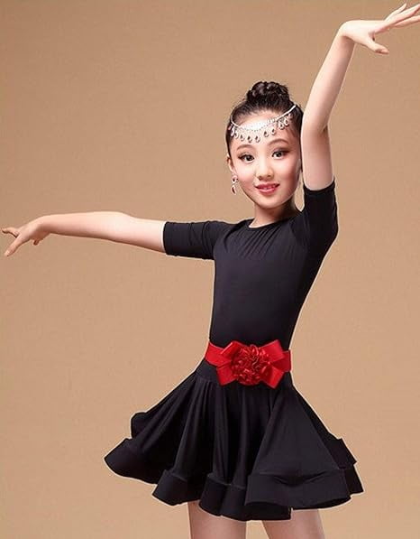 Vestido de baile latino para nina falda para ninos Ballet Tango Rumba Ropa de baile con cinturon disfraz de concurso de clase de baile negro 140CM Walmart en linea