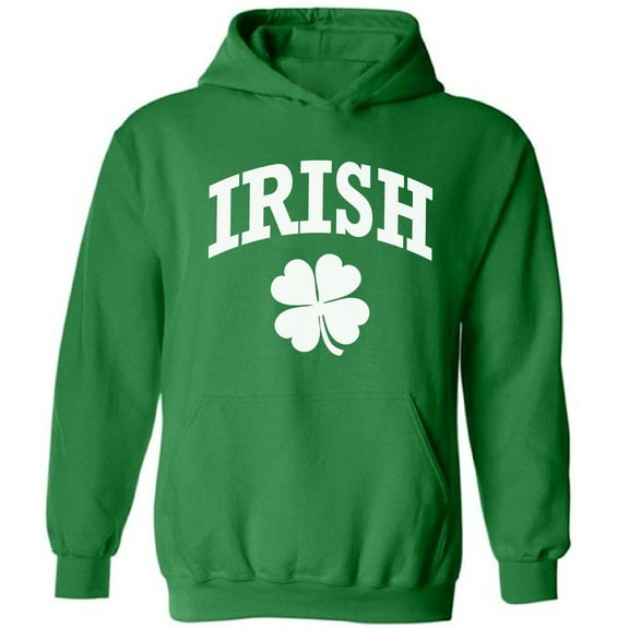 White Irish Clover Graphic Hoodie - St Patrick's Day Unisex Hoodie Sweater - Lucky Irish Gifts for Men for Women