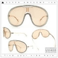 thumbnail image 2 of Bling Rhinestone Rim Luxury XL Oversize Shield Racer Plastic Sunglasses All Beige, 2 of 8