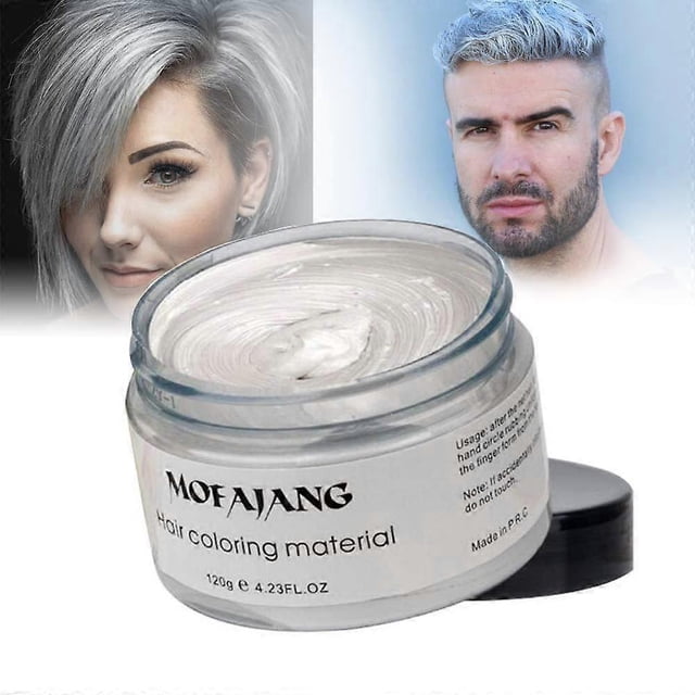 Cera de color blanco temporal para el cabello, tinte lavable y de peinado 2 en 1 para cosplay, disfraces y mechas.