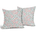 thumbnail image 2 of Pink Blue and Cream Vintage Floral Pillow Covers 18x18 Inch Set of 2 Rustic Flower Outdoor Decorative Throw Pillows Cute Small Floral Print Farmhouse Pillowcases Cotton Linen Cushion Cover for Couch, 2 of 6
