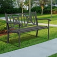 thumbnail image 6 of JMGJOY Metal Outdoor Bench, Weatherproof Garden Bench with Square Pattern Backrest and Armrests, for Patio, Porch, Park, Lawn, 6 of 10