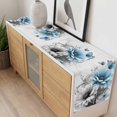 thumbnail image 3 of Blue Grey Spring Floral Cotton Linen Rectangle Table Runners 13"x60", Summer Botanical Flowers Butterfly Coffee Table Runner Dresser Scarves Table Runners for Wedding Party Banquet Dinner Decor, 3 of 8