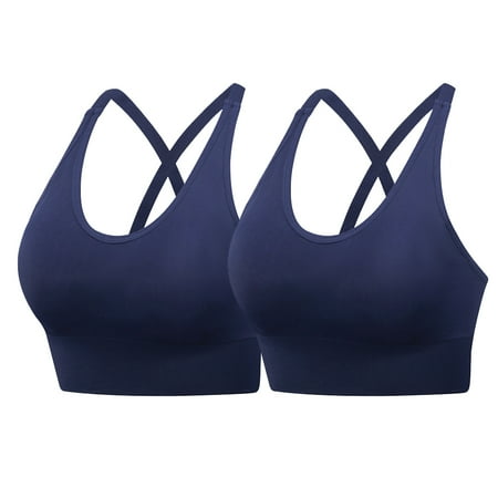 

2Pcs Women High Impact Sports Bras Criss Cross Back Sexy Running Bra for Women