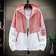 thumbnail image 5 of Abrigos de piel ultraligeros con protección solar UV para hombre, chaqueta cortavientos con capucha de gran tamaño, prendas de vestir casuales a rayas, chaquetas de motocicleta, 5 of 5