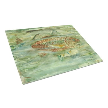 Abstract Red Fish Glass Cutting Board Large