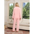 thumbnail image 2 of EK4YDNDS Womens Flannel Pajama Set, Long Button Down Lightweight Pjs Set with Pockets,(Pink,M), 2 of 4