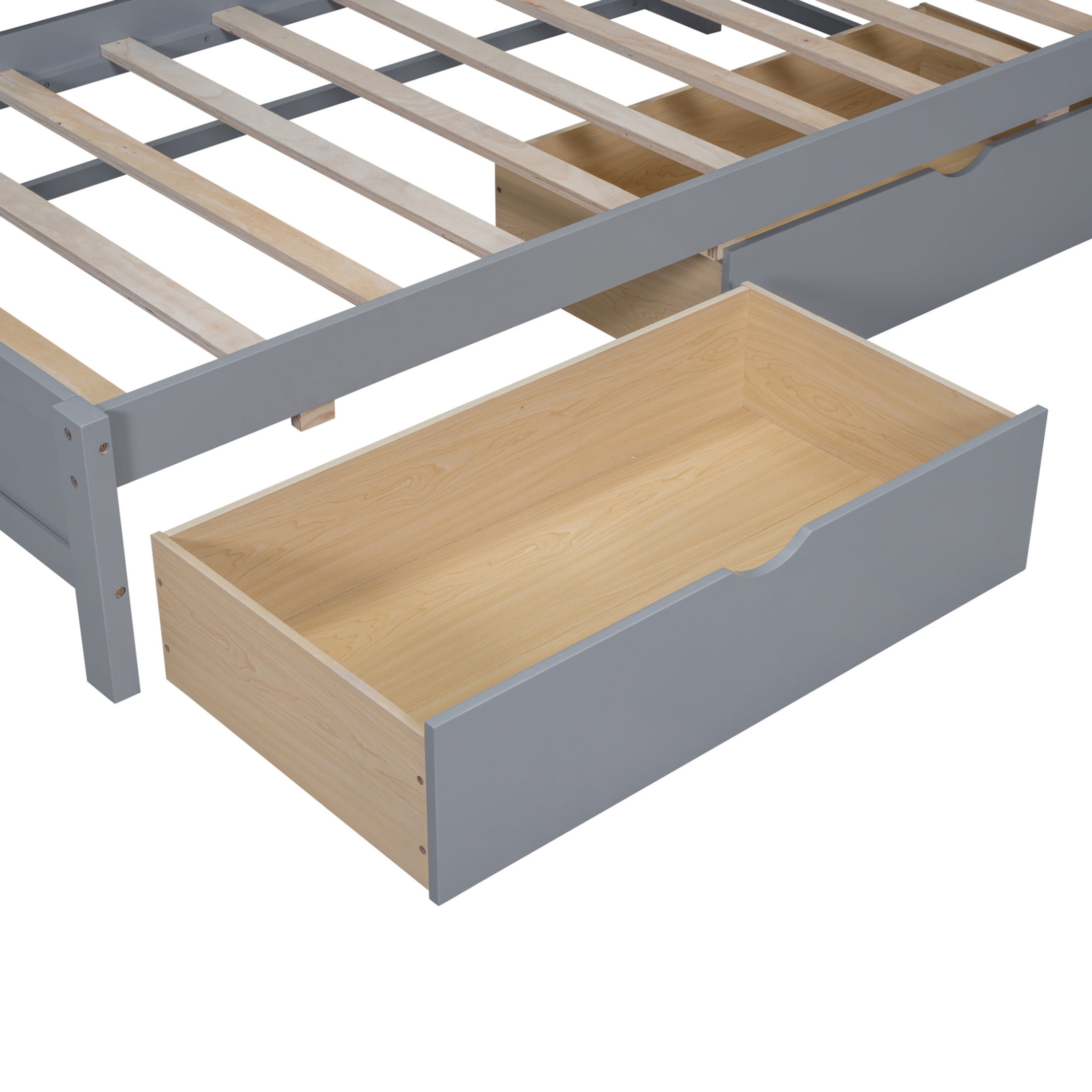 Noble House Twin Wooden Daybed with 2 Drawers, Storage Shelves and USB Charging Ports, Gray