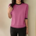 thumbnail image 2 of Womens Graphic T Shirts Elegant Color Round Neck Short Sleeve Womens Athletic Tops,Red,L, 2 of 4
