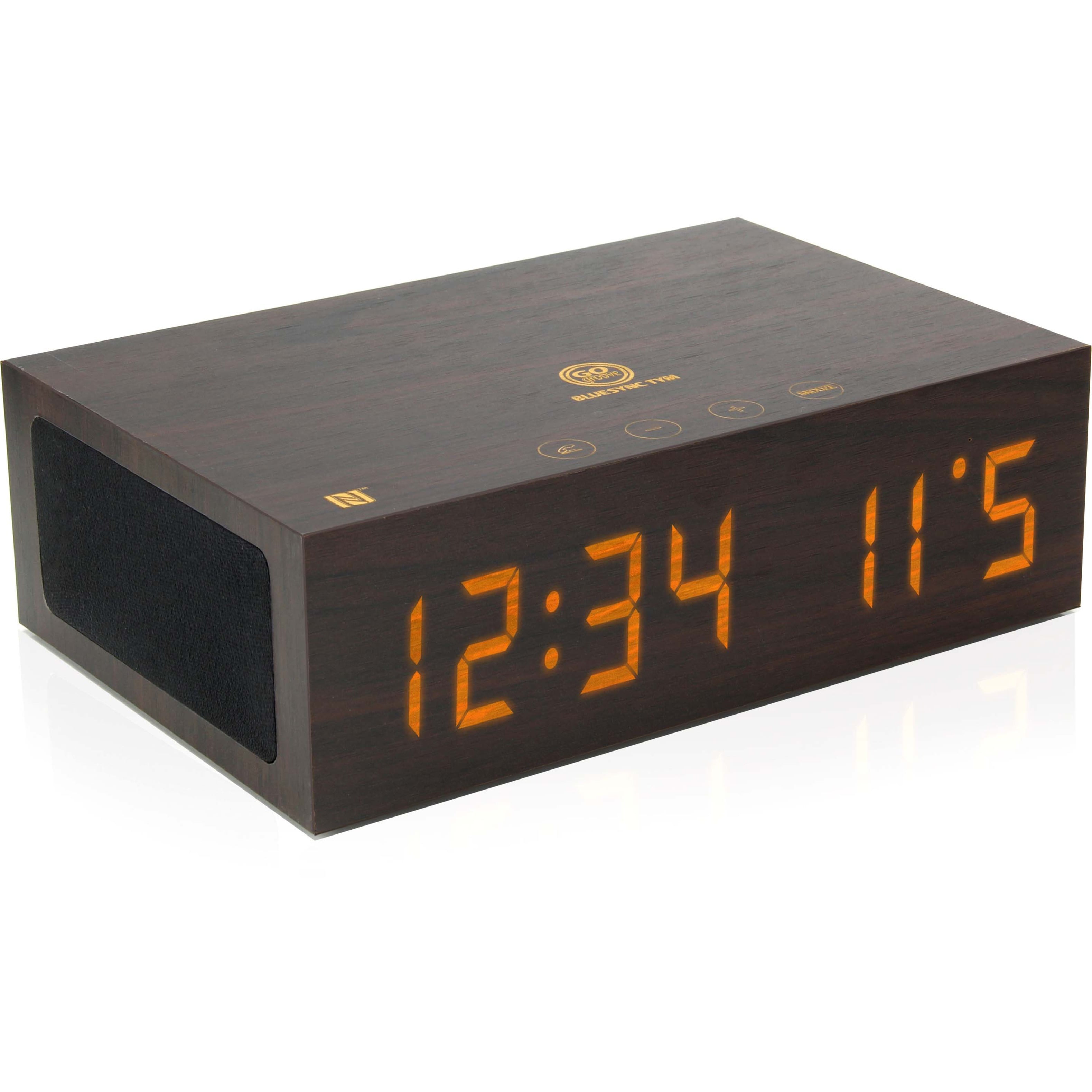 Light GOgroove BlueSYNC TYM Real Wood Bluetooth Speaker & Alarm Clock 