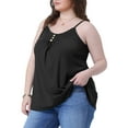 thumbnail image 2 of DARING DIVA Women's Plus Tank Tops with Button V Neck and Pleated Design 1X Black, 2 of 6