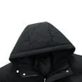 thumbnail image 4 of CTPDG Solid Color Mid Length Padded Jacket for Mens Casual Long Puffer Coat Thick Winter Thermal Comfortable Long Sleeve Hooded Outwear Black XXXL, 4 of 7