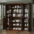 thumbnail image 3 of Palace Imports 100% Solid Wood Kitchen Pantry Storage Cabinet with Glass Doors, Adjustable Shelves and 2-Drawers, Mocha, 3 of 5