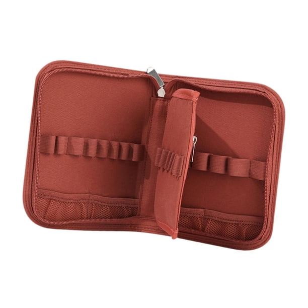 Estuche para agujas de crochet, fácil de transportar, bolsa única para herramientas de tejido, accesorios de crochet Rojo