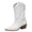 White, variant on Rokment Women's Wide Calf Cowboy Boots Slouchy Solid Pointed Toe Chunky Block Heels Wide-Calf Western Cowgirl Riding Dress Boots Fall Winter