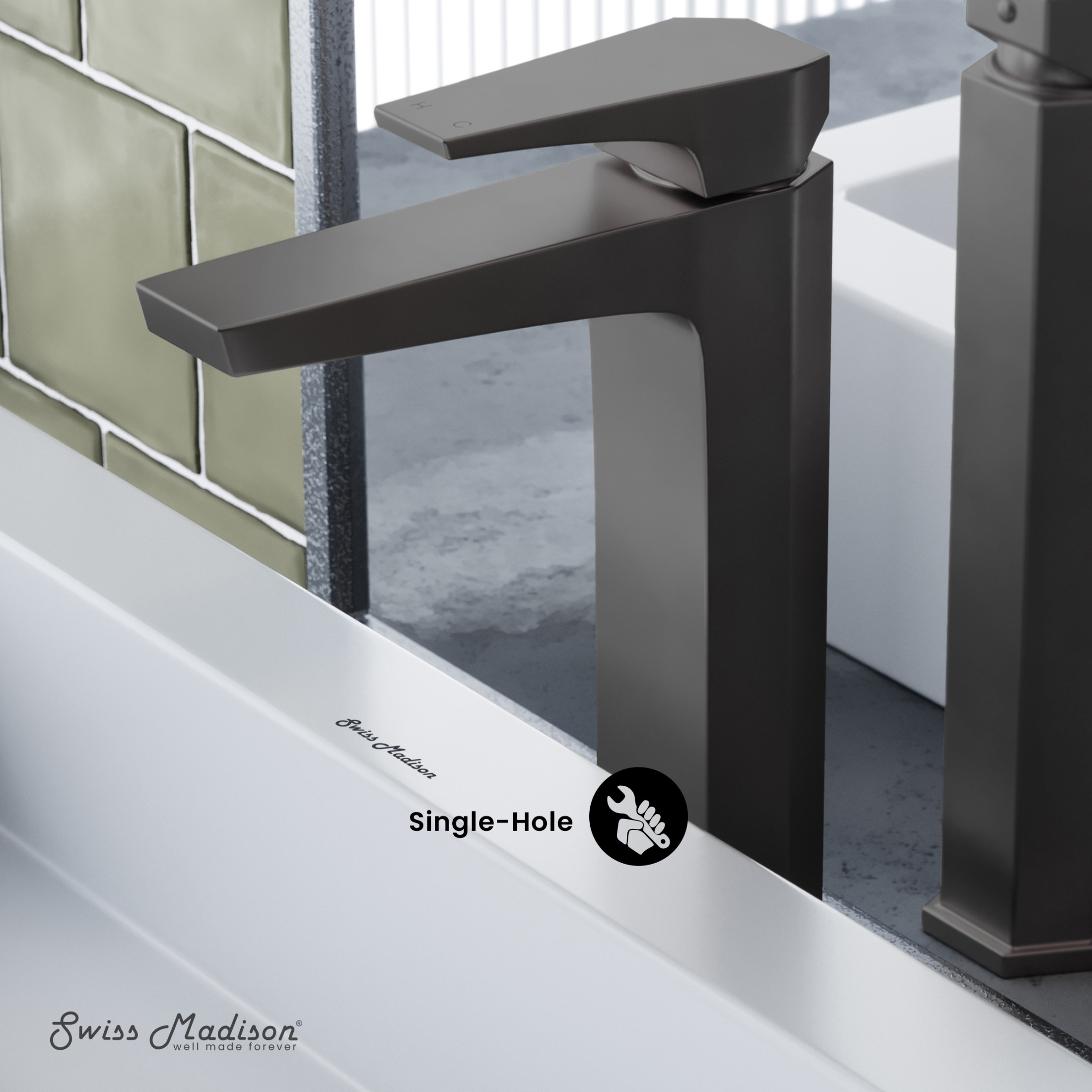 Voltaire Single Hole, Single-Handle, High Arc Bathroom Faucet in Gunmetal Gray