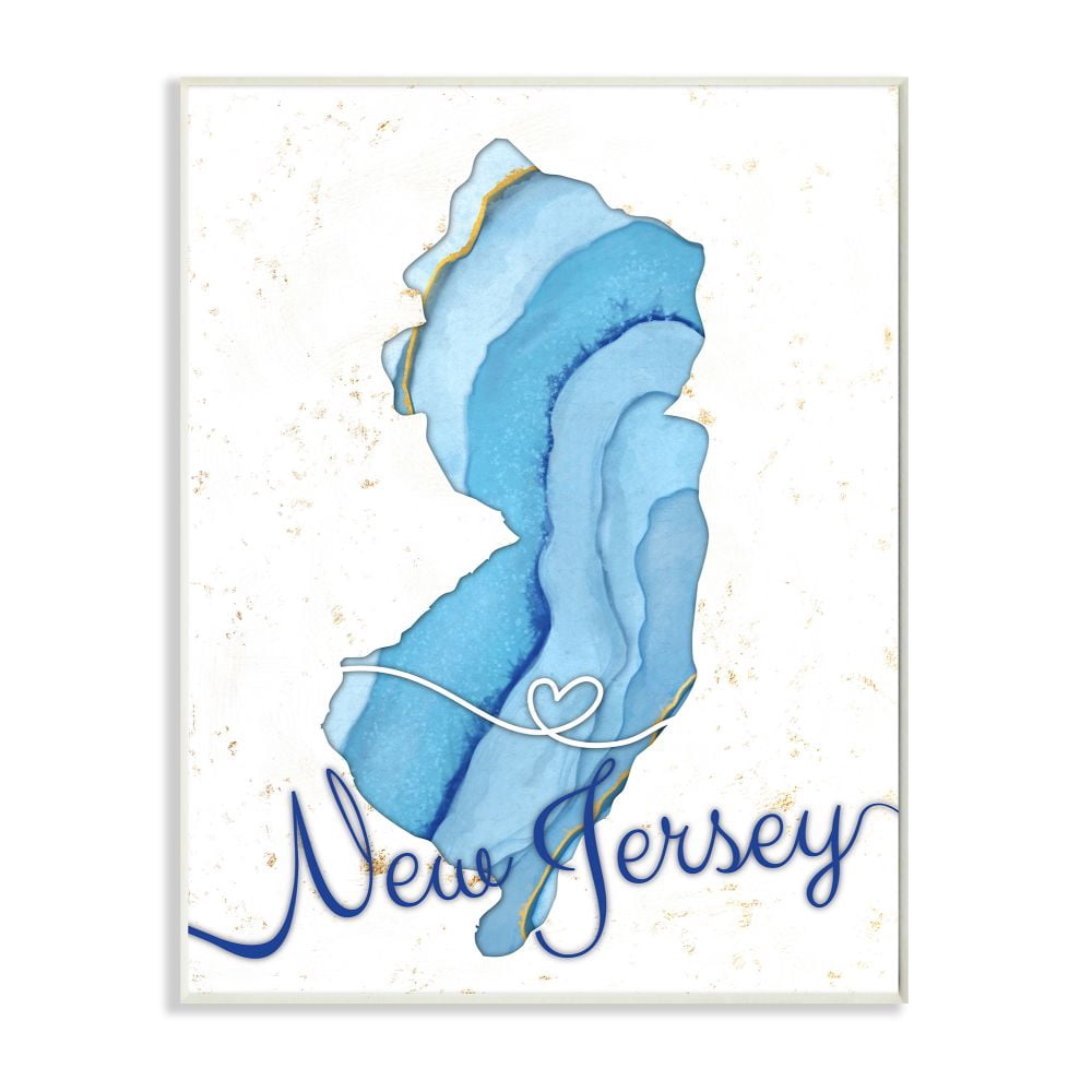 Stupell Industries New Jersey Agate Blue US State Design Wall Plaque by Ziwei Li