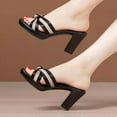 thumbnail image 5 of Nrmvnmi Women High Heels Slides Open Pointed Toe Summer Crisscross Band Platform Heeled Sandals Pumps Black Mothers Day Gifts, 5 of 6
