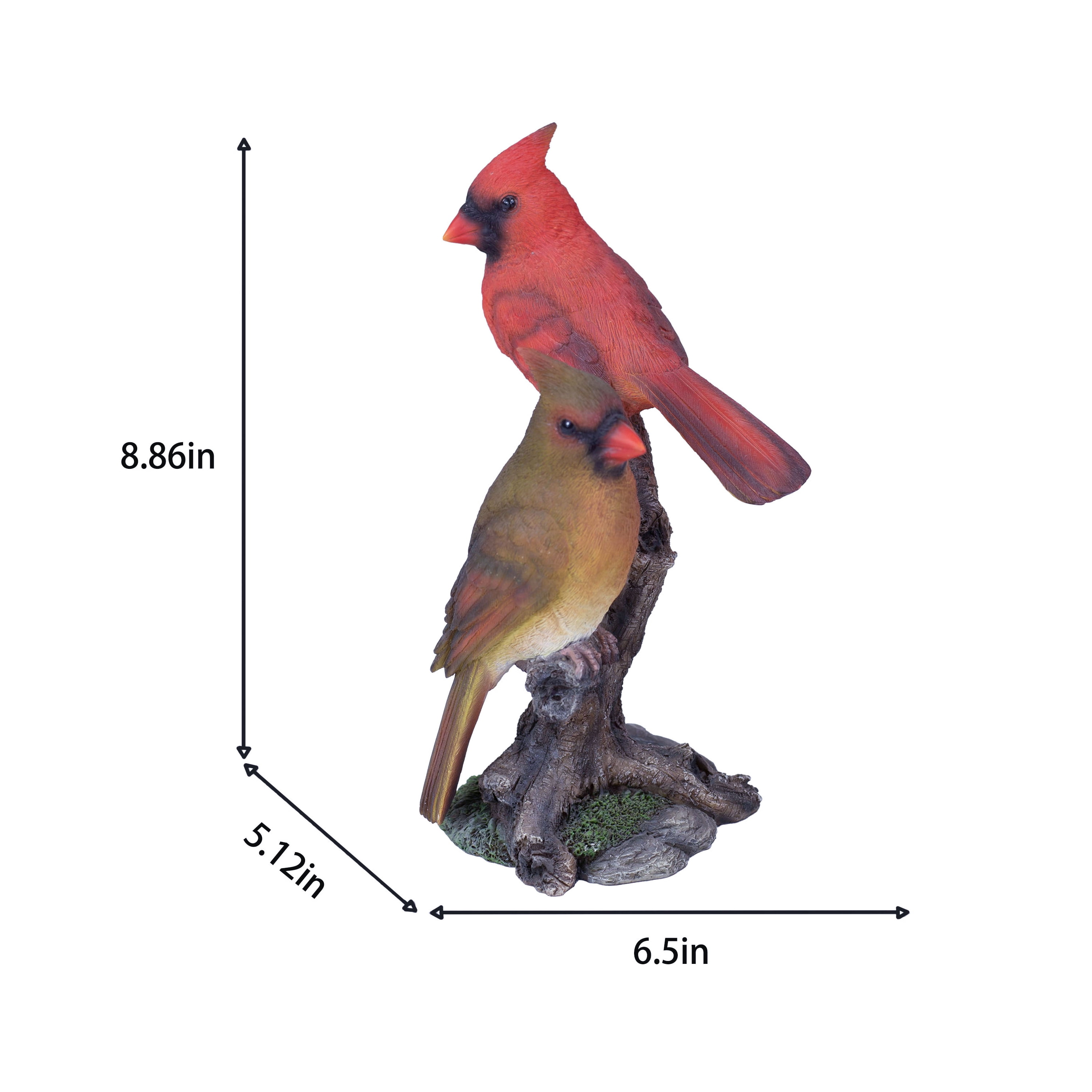 SOREAL Red Gardinals on branch | Handcrafted Decorative Bird Statue for Home & Garden | Premium Polyresin, Weather-Resistant Indoor/Outdoor Decor