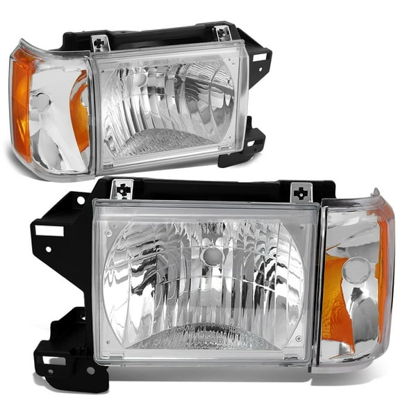 DNA Motoring For 87-91 Ford F150 F250 Bronco Chrome  Amber Corner Headlight Lamps Pair