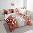 thumbnail image 3 of Erosebridal Geometrical Lines Bedding King Size,Wave Striped Bed Set,Gradient Red White Bedding Sets King Size,Super Cozy Bedroom Decorative Reversible,7pcs, 3 of 6